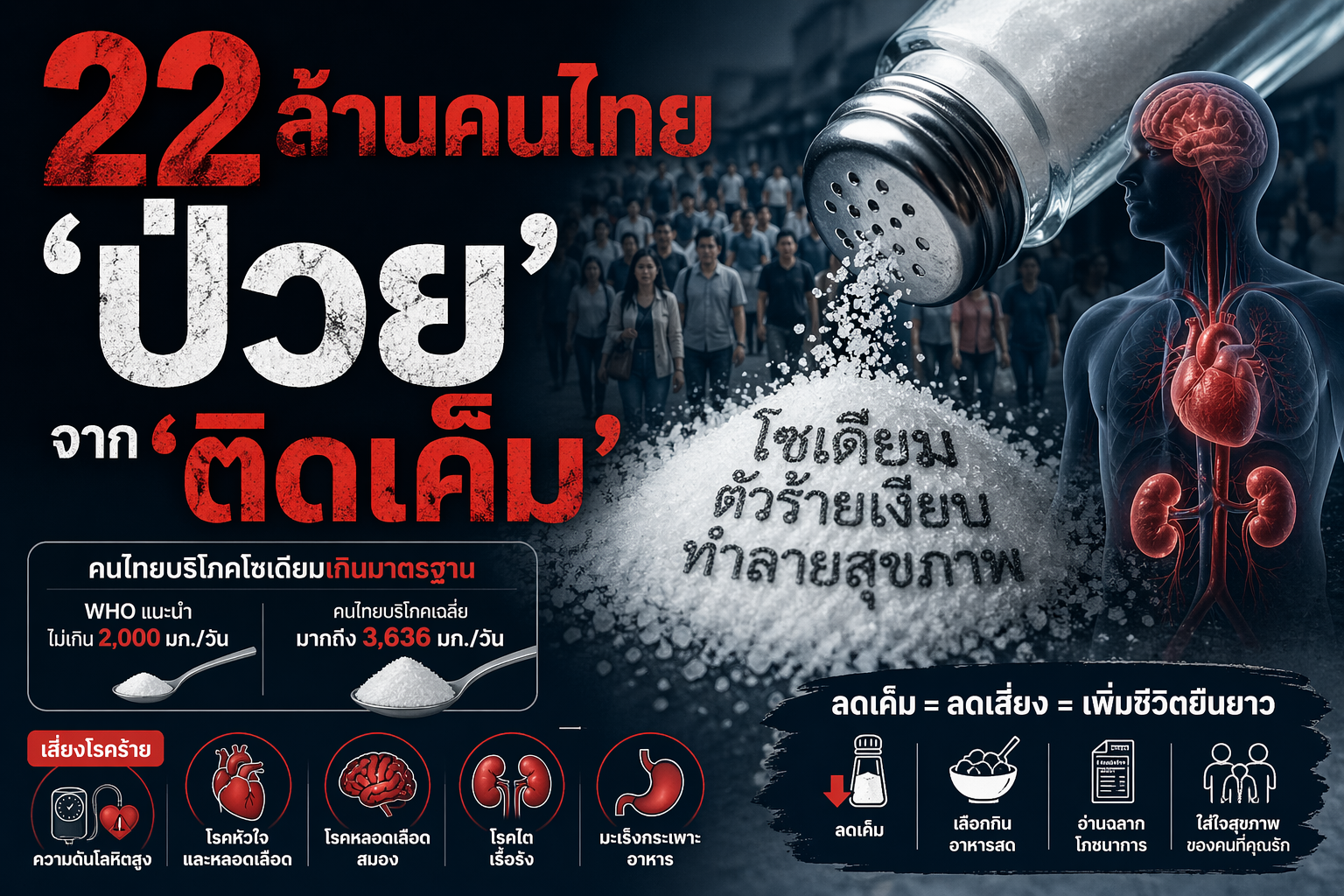 22 ล้านคนไทย ‘ป่วย’ จาก ‘ติดเค็ม’